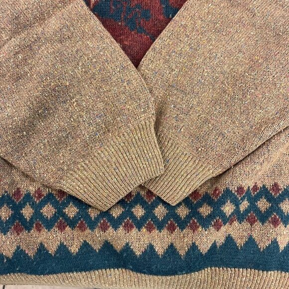 Eaton European Collection Knit Sweater Mens XL Brown Fleck Italy Lambswool VTG - Picture 7 of 9